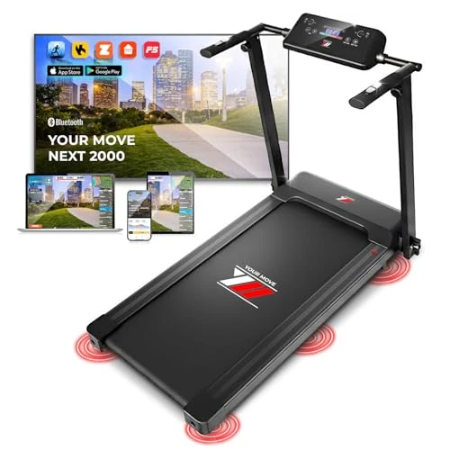 YM NEXT 2000 Tapis Roulant Elektryczny Składany, 12 km/h, KONTROLA GESTUALNA lub Klawisze, Włoska Brand, Szeroka Powierzchnia, Wzmocniona Rama, APP Kinomap, Zwift, BitGym, Oszczędność Miejsca