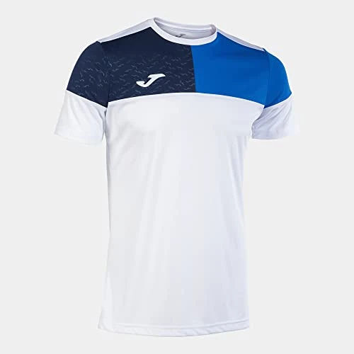 Joma Maglia a Manica Corta Uomo Crew V Bianco Blu Reale Blu Navy
