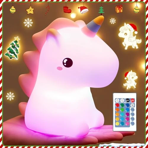 Limitiertes Angebot: Nachtlicht Kinder, 16 Farben 5 Helligkeit Unicorn Nachtlicht Baby Stilllicht, 1200Mah Nachttischlampe Kinder, Einhorn Geschenke FüR Mädchen,Babyzimmer Deko Kawaii Deko,Baby Geschenk Mädchen 3-7 Jahre von 22.99 EUR auf 14.99 EUR (Spare 35%)