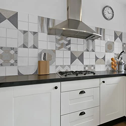 Offerta a tempo: CREARREDA Piastrelle Adesive per Cucina, Bagno e Box Doccia Mattonelle Adesive Geometriche, 20 Pz 15_x_15 cm, Impermeabile Vinile Autoadesivo Decorazioni per Bagno e Cucina, Made in Italy - 0.00% da 10.72 € a 10.72 €