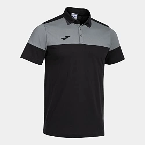 Joma Maglia a Manica Corta Uomo Crew V Nero Grigio