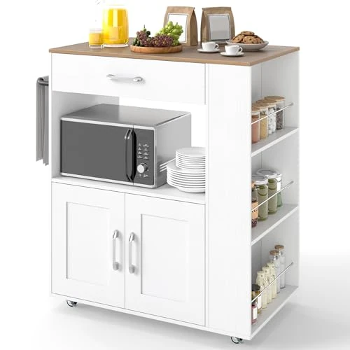 Offerta a tempo: COSTWAY Carrello da Cucina con Ruote, 82x46x92 cm (Bianco) - 31% da 152.99 € a 104.99 €