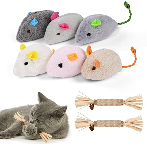 Limited-time offer: vsshe Cat Chew Sticks Toys, 2pcs Natural Catnip Sticks & 6pcs Interactive Cat Mouse Toy, Matatabi Chew Sticks Cat Toys for Indoor Cats Kittens Teething Teeth Cleaning and Stress Release from 3.99 £ to 3.99 £ (save 0.00%)
