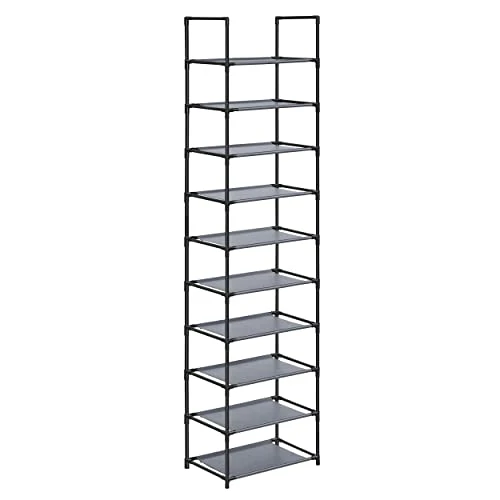 Beperkte aanbieding: SONGMICS Schoenenrek,10 niveaus, schoenenrek, schoenenopberger, smal, 28 x 45 x 173 cm, metalen frame, planken van vliesstof, voor hal, slaapkamer, grijs LSH010G01 van 25.99 EUR naar 22.99 EUR (besparing 12%)