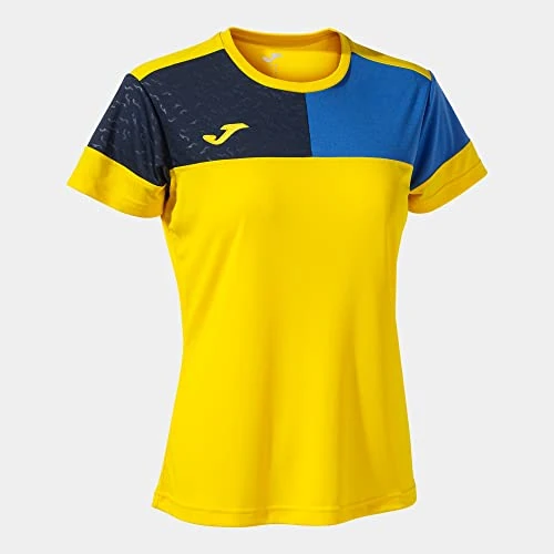Joma Short Sleeve Crew V Yellow Royal Navy T-Shirt