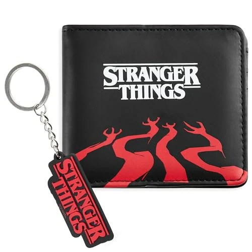 Stranger Things Cartera con Llavero Mujer, Tarjetero, Billetera, Regalos Navidad