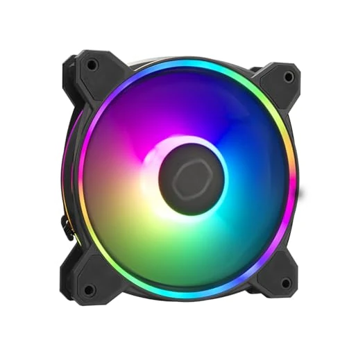 Cooler Master MasterFan MF120 Halo2 ARGB - Custodia e ventola di raffreddamento, RGB doppio anello, cuscinetto fucile, lame bilanciamento con sensore di inceppamento e driver IC aggiornato - 120mm