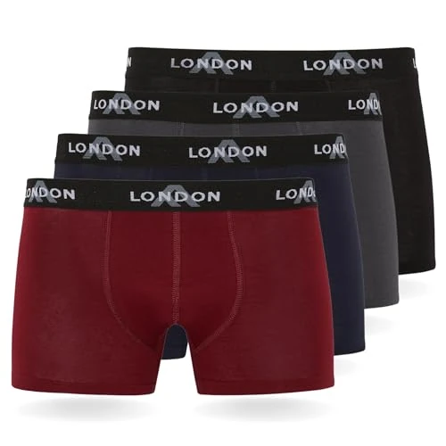Oferta limitada: FM London - Bóxers para hombre, suaves, ropa interior elástica para uso diario paquete de 4/8, Oscuro Clásico (Pack de 4), L de 16.49 € a 16.49 € (ahorro 0.00%)