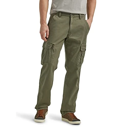 Wrangler Authentics Pantalón Cargo elástico de Ajuste Relajado para Hombre, Verde -Oliva, 44W x 30L