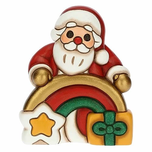 Offerta a tempo: THUN - Babbo Natale con Arcobaleno in Ceramica Decorata a Mano, Linea Desideri di Natale, Decorazioni Natale Casa, 8.7x6.1x10.5 cm h - 41% da 32.90 € a 19.49 €