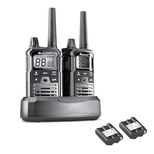 Oferta limitada: Midland XT70 PRO Doble, Walkie Talkie Profesional de Carga Rápida, 101 Canales PMR446 y Canal RRM, 142 Tonos CTCSS, Resistente al Agua IPX4, Recargable con USB, Alcance 12 Km, Negro/Gris, 2 Unidades de 129.00 € a 129.00 € (ahorro 0.00%)