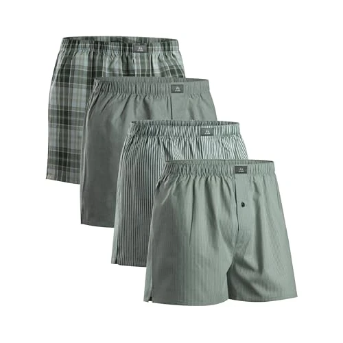 DANISH ENDURANCE American Boxershorts (4er|6er Pack), 100% Bio-Baumwolle, für Herren & Jungen, Grün/Streifen Mix 4er Pack, XL