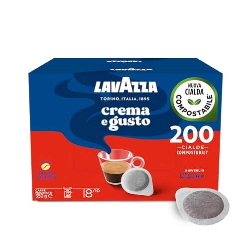 Lavazza, Classic Cream & Flavor, Espresso Coffee, Arabica & Sturdy with Woody Notes and Tobacco, Intensity 8/10, Dark Brown, 4 Packs of 50 Capsules