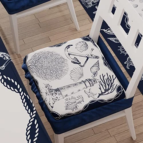 PETTI Artigiani Italiani - Kitchen chair cushions with elastic of 2 pieces, microfibre cushion covers with elastic, chair cushions with spring marine design 100% made in