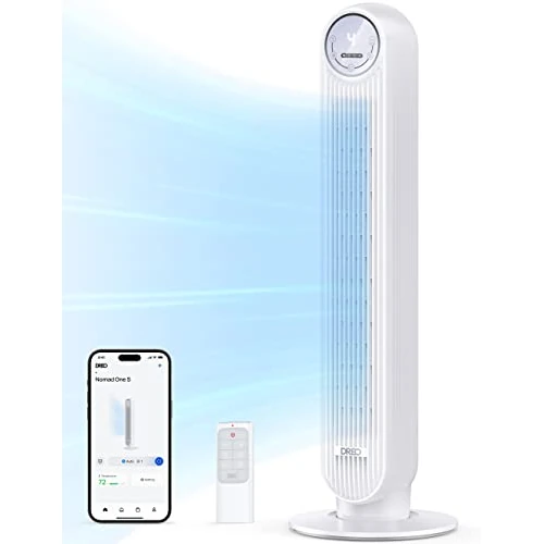 Offerta a tempo: DREO Ventilatore a Torre Smart Silenzioso, Potente 7.6 m/s, Ventilatori a Colonna con Telecomando, 4 Modalità, 4 Velocità, Oscillazione a 90°, Timer da 1 a 8 ore, Schermo LED, Compatibile con Alexa - 15% da 99.99 € a 84.99 €