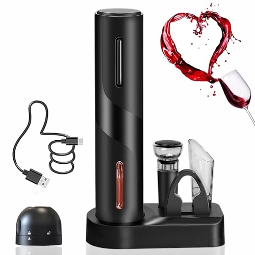 Offre limitée : ZOYIDOUX Tire Bouchon Électrique rechargeable 7 en 1 Coffret Cadeau,Ouvre Bouteille avec socle,Coupe-capsule,Aérateur de Vin,Bouchon en silicone sous vide,Bouchons à Champagne,Câble USB de 24.98 € à 22.99 € (8% de remise)