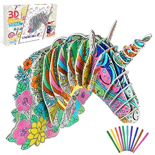 OSDUE 3D-puzzel om in te kleuren, eenhoorn knutselen puzzelspellen knutselen geschenken verjaardag