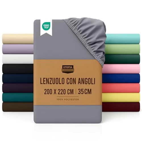 Utopia Bedding Sabana Bajera 200x220 - Gris - Certificado Oeko Tex - Bolsillo Profundo - Microfibra Cepillada (Cama 200)