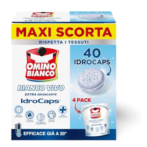 Zeitlich begrenztes Angebot: Omino Bianco Waschmaschinen-Zusatzstoff Vivo Idrocaps, 10 Kapseln x 4 von 20.19 € auf 20.19 € (0.00% Rabatt)