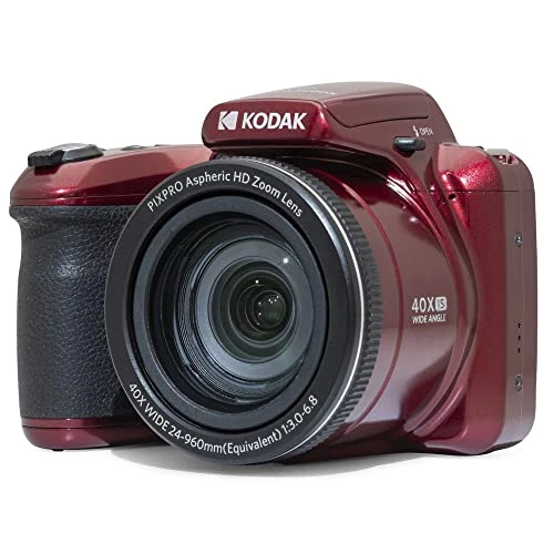 KODAK Pixpro Astro Zoom AZ405 - Fotocamera Digitale Bridge, Zoom 40X, Obiettivo Grandangolare 24 mm, 20 Megapixel, LCD 3, Video Full HD 1080p, OIS, Batterie AA - Rosso