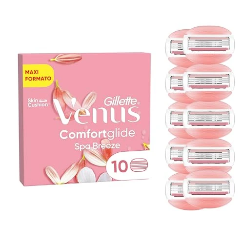 Gillette Venus Comfortglide Spa Breeze Women's Razor Blade Refills, Pack of 10, 3 built-in blades for a smooth, close shave that lasts
