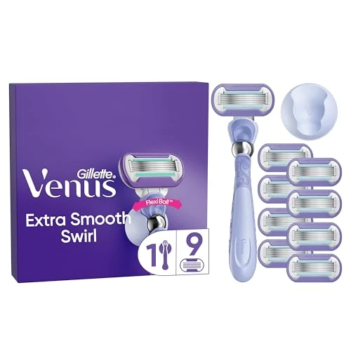 Gillette Venus Deluxe Smooth Swirl Afeitadora De Mujer - 9 Cuchillas, 5 Cuchillas Resistentes, Para Ofrecer Una Piel Suave Larga