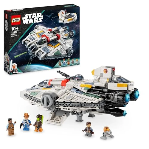 LEGO 75357 Star Wars Ghost et Phantom II, Comprenant 2 Véhicules Ahsoka en Briques, Un Vaisseau à Construire et 5 Personnages Dont Jacen Syndulla et Une Figurine de Droïde Chopper, Idée Cadeau