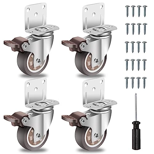 Offerta a tempo: W B D WEIBIDA 50mm Ruotelle Pesanti con 4 Freno, Piastra di Montaggio a L, Capacità 270kg Ruote per Mobili Pesanti, Gomma Ruote per Spostare Mobili, Set di 4 (Viti e cacciavite gratuiti) - 0.00% da 20.99 € a 20.99 €