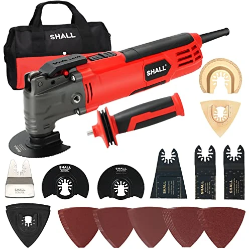 Tijdelijke aanbieding: SHALL Oscillerend gereedschap, oscillerend 500-W multifunctioneel gereedschapsset met 5° oscillatiehoek, snelwissel, 6 snelheden, hulphandgreep, 34 zaagaccessoires en draagtas van 58.99 € naar 58.99 € (0.00% korting)