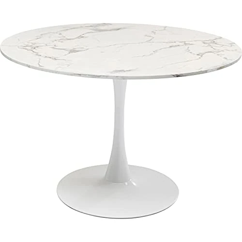 Offerta a tempo: Kare Design tavolo Schickeria, marmo bianco, tondo, diametro 110cm, cucina/sala da pranzo/ufficio, stile classico moderno, linee semplici, 110x110x74cm (A/L/P) - 35% da 198.95 € a 129.32 €