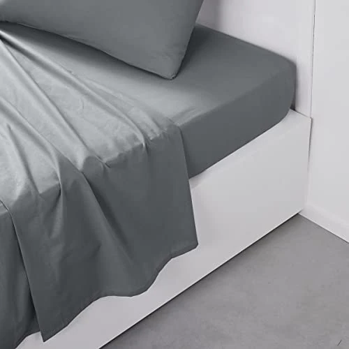 Oferta limitada: Today Essential - Sábana Plana para 2 Personas, 240 x 300 cm, algodón, Lisa, Color Gris, Reina de 15.05 € a 15.05 € (ahorro 0.00%)