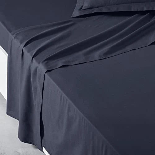 Offerta a tempo: Today Essential - Lenzuolo piatto 2 persone 240 x 300 cm, in cotone, tinta unita, blu, regina - 0.00% da 18.52 € a 18.52 €