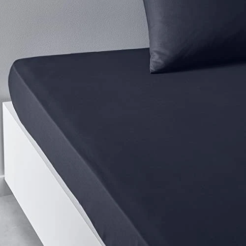 Offerta a tempo: TODAY Essential - Lenzuolo con angoli, 140 x 190 cm, 2 persone, 100% cotone, tinta unita, colore: carbone - 57% da 28.78 € a 12.48 €