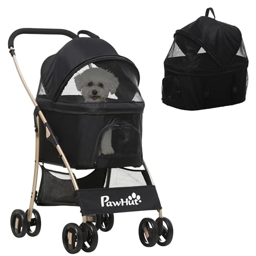 Offerta a tempo: PawHut Passeggino per Cani 3 in 1 Pieghevole Convertibile, Nero - 14.05% da 53.10 € a 45.64 €