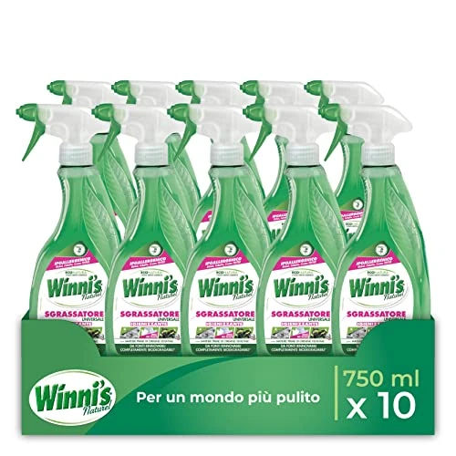Offerta a tempo: Winni's - Sgrassatore Spray Universale Multisuperficie Ipoallergenico, Azione Sgrassante e Pretrattante Contro le Macchie, con Materie Prime di Origine Vegetale, 750 ml x 10 Confezioni - 33% da 34.50 € a 22.99 €