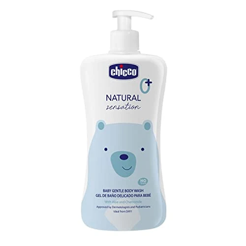 Chicco Żel do kąpieli Natural Sensation 500 ml, Kosmetyki dla niemowląt i noworodków 0+ miesięcy, Naturalne składniki, Czyści skórę i ciało dziecka, Zrównoważony pojemnik, 500 ml