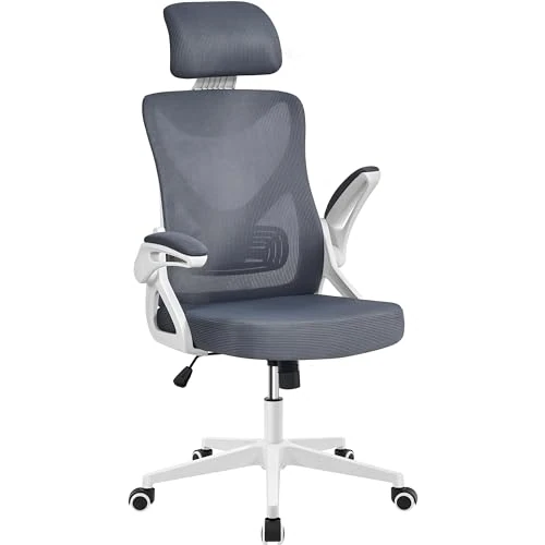 Offre limitée : Yaheetech Chaise de Bureau Ergonomique avec accoudoirs, appuie-tête réglable, Dossier Haut Fonction, balancelle, Fauteuil de Bureau pivotant en Maille Respirante avec Support Lombaire Noir/Gris de 79.87 € à 79.87 € (0.0% de remise)