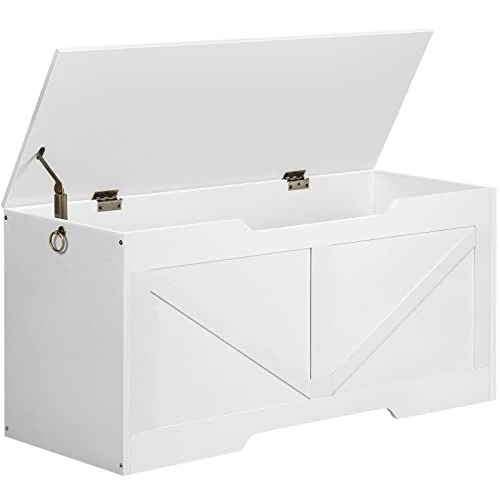 Offerta a tempo: HOOBRO Cassapanca, Panca Contenitore per Bambini, con Cerniere di Sicurezza, Grande Piano, Manico Incorporato, Poggiapiedi, Baule per Giocattoli, Sgabello, 100 cm, Bianco EWT771CW01 - 49% da 89.99 € a 46.12 €