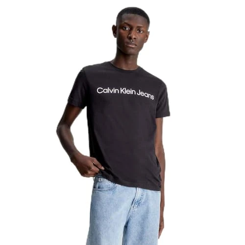 Limited-time offer: Calvin Klein Men’s Short Sleeve Round Neck Core Institutional Logo Slim Fit T-Shirt, Black (Ck Black), M from 35.00 GBP to 19.55 GBP (save 44%)