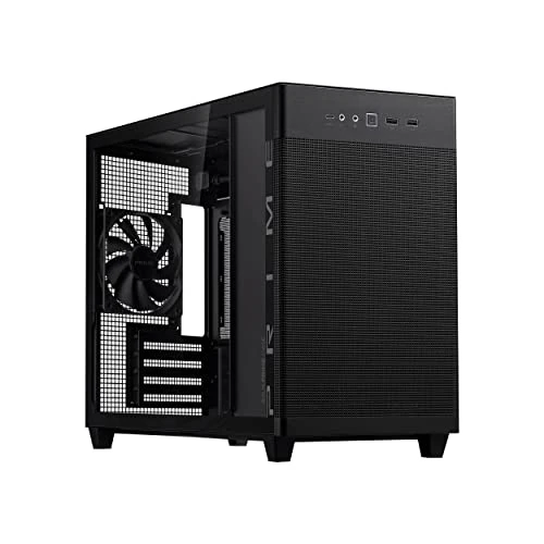 ASUS Prime AP201 MicroATX Gehäuse schwarz (33 Liter, unterstützt 280- & 360-mm-Kühler, Grafikkarten bis 338 mm Länge und Standard-ATX-Netzteile)