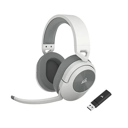 Corsair HS55 Wireless Gaming-Headset - Geringer Latenz 2,4-GHz-Wireless- oder Bluetooth, Dolby® Audio 7.1-Surround-Sound, Leichtgewicht, Omnidirektionales Mikrofon, Zugängliche Tasten - Weiß