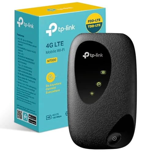 TP-Link M7000 - Router 4G móvil, WiFi MiFi 4G Cat4,150 mbps, Batería 2000 mAh, Conexiones hasta 10 Dispositivos
