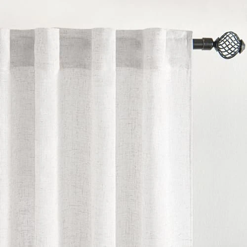 Limited-time offer: MIULEE Set of Translucent Linen Curtains - Modern - Pure White - 2 Panels - W 55.1" x L 98.4" - Living Room, Bedroom from 47.49 GBP to 47.49 GBP (save 0%)