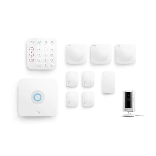 Offerta a tempo: Kit Ring Alarm L + videocamera interna (Indoor Camera 2ª gen.) | Sistema di allarme per la sicurezza della tua casa con monitoraggio assistito opzionale - Senza vincoli di lunga durata - 47% da 449.93 € a 239.99 €
