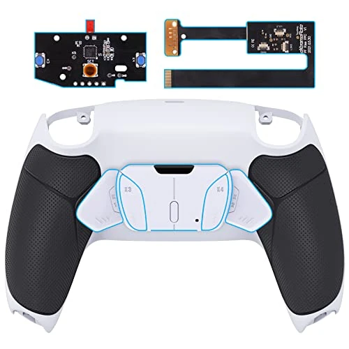 Limited offer: eXtremeRate Black Rubberized Grip Programable RISE4 Remap Kit for PS5 Controller BDM-010 BDM-020, Upgrade Board & Redesigned White Back Shell & 4 White Back Buttons for PS5 Controller -NO Controller from 27.99 EUR to 27.99 EUR (save 0%)