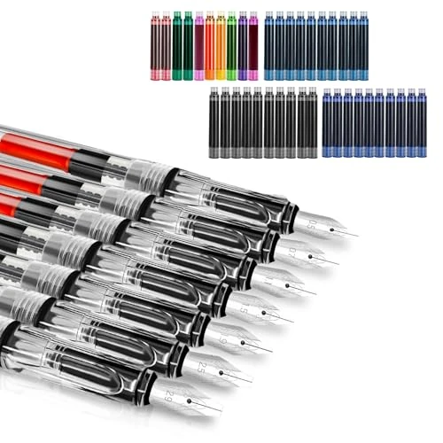 Offerta a tempo: Set calligrafia, 7 penne calligrafiche con pennini diversi e 40 cartucce d'inchiostro in 13 colori, set calligrafia per principianti per biglietti di auguri, firme, scrittura (Chiaro) - 0.00% da 16.99 € a 16.99 €