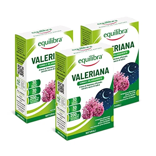 Offerta a tempo: Equilibra Integratori Alimentari, Valeriana, Integratore per Favorire il Sonno e il Rilassamento in Caso di Stress, da Assumere Prima di Dormire, 3 Pezzi da 30 Capsule - 0.00% da 4.99 € a 4.99 €