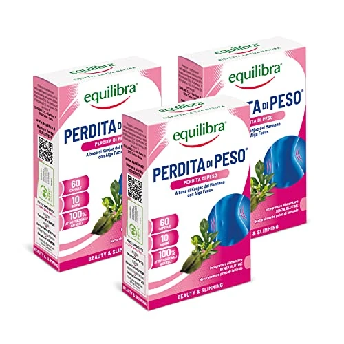 Offerta a tempo: Equilibra Integratori Alimentari, Perdita di Peso, Integratore per Pedita Peso con Fibra di Konjac e Alga Fucus, Normale Metabolismo e Normale Funzione Tiroidea, Senza Glutine, 3 Pezzi da 60 Capsule - 0.00% da 8.91 € a 8.91 €