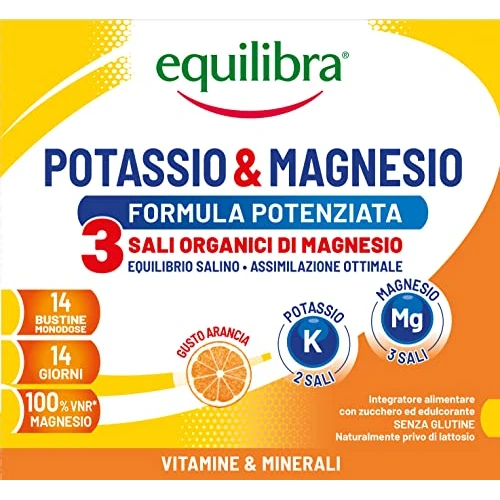Offerta a tempo: Equilibra Integratori Alimentari - Magnesio e Potassio - 14 Bustine — 45% da 8,99 € a 4,90 €