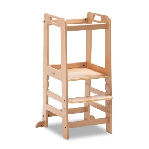 Offre limitée : Hauck Tour d'Observation Montessori Learn N Explore, Tour d'apprentissage en Bois de Hêtre Certifié FSC, Réglable en Hauteur, Stable et Sécurisée, dès 1 an, Naturel de 127.09 € à 107.02 € (16% de remise)